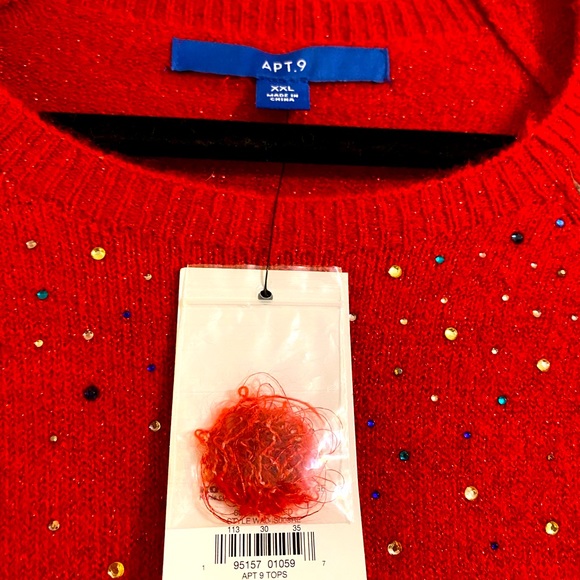Red XXL Sweater Glittery with Sequins - Picture 3 of 4